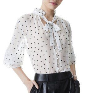NWT Alice + Olivia Reilly Tie Neck Blouse